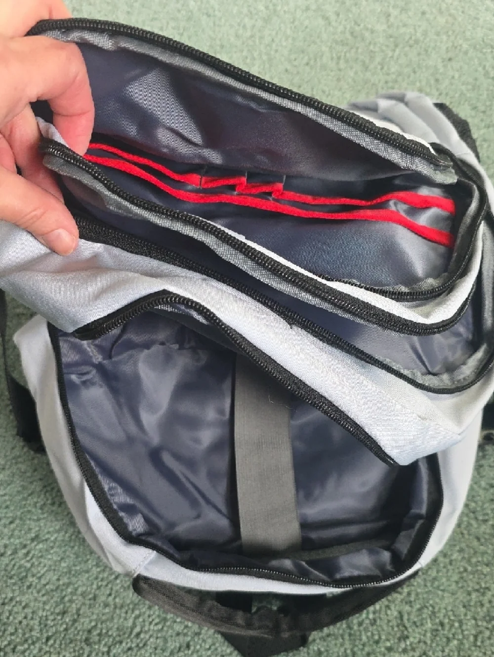 Feng Dong Light Silver Large Travel & Laptop Backpack, New.